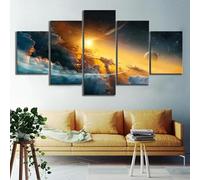 WAGYU 5 morceaux de toile art,5 pieces impression encadree tableaux,5 pieces peinture sur toile,impression sur toile 5 parties Paysage spatial fantastique décoration murale salon moderne xxl 100x55cm