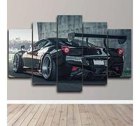 WAGYU 5 piece toile 5 pieces tableau mural,impression sur toile 5 parties toile 5 pièces Course de voitures de vue arrière noir,tableau toile,tableau xxl 5 parties,decoration murale chambre 100x55cm