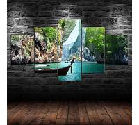 WAGYU 5 pièces poster tableau toile 5 pieces Canyon Mer Thaïlande Nature Paysage image sur toile 5 parties Tableau sur Toile,tableau mural decoration salon moderne xxl,cadre,5 panneaux toile 150x80cm