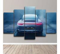 WAGYU 5 pièces toile tableau mural, Voiture Moderne Design Blanc, 100x55cm, Salle de séjour, Chambre, Cuisine, Bureau à domicile, Salle de bain