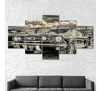 WAGYU Avec cadre Peinture 5 Pièces toile de peinture,Art Moderne,HD Sticker Mural Modulaire Affiche Décor,Cadeau,tableau decoration murale chambre Voiture ancienne classique,125x60cm