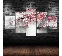 WAGYU tableau multi panneau 5 parties Paysage de Sakura chinois tableau imprimé sur toile,tableau imprimé xxl,tableau deco murale,tableaux,posters et arts décoratifs,5 pieces hd print,125x60cm