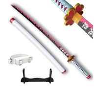 Wah Shing Yuen Katana Épée de démon en Bois (Kanroji Mi) avec Ceinture et Support 102 cm Épée de samouraï en Bambou Rose Noir (émoussée) - Arme pour Costumes de Cosplay animé