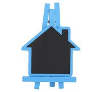 WAHEWUD 12 pièces étiquettes de plantes en bois en forme de maison marqueurs de jardin mini tableau noir étiquettes de signe décoratif en pot panneau d'affichage d'identification (maison bleue)