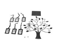 WAHEWUD Arbre d'affichage de photos de famille en métal, avec cadres photo suspendus, décoration de table pour la maison, 6 ou 12 cadres noirs (S Mit 6 Fotorahmen von 6,4 x 4,6 cm)