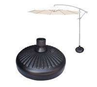 WAHEWUD Base de Parasol remplissable de Sable ou d'eau pour Poteau de 3,5 à 3,8 cm de 1,4 à 1,5 Pouces, Patio Portable, Jardin, Piscine, Base extérieure en PEHD, Gris Noir (Noire)