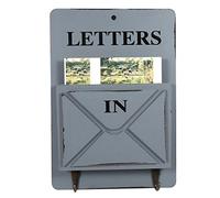 WAHEWUD Boîte aux lettres en bois, porte-lettres, porte-clés, rangement mural avec deux crochets, décoration rustique pour la maison, pour l'entrée, le salon (W261802 Buchstabenhaken, grau)