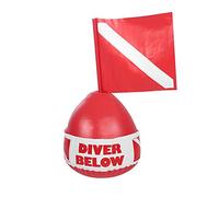 WAHEWUD Marqueur de Surface de plongée en PVC, Signal Gonflable, bouée de plongée, Boule avec Drapeau Rouge pour Les Amateurs de plongée