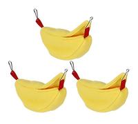 WAHEWUD Nids de hamac pour Hamster, lit hamac Banane 2 Crochets en Flanelle Douce et épaisse à Suspendre, Petit nid de Bateau Lunaire pour Oiseaux, perroquets, Hamsters, (Jaune)