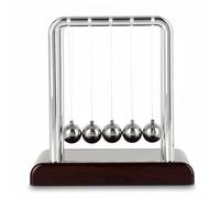 WAHEWUD Pendule de Newton Professionnel, Objet de Décoration de Bureau Scientifique avec Base en Bois Ébène, Accessoire de Décompression Cinétique pour Espace de Travail, Sphères en Acier Poli