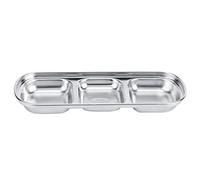 WAHEWUD Plat à sauce en acier inoxydable Bols à tremper à triple compartiment pour sauce soja Assiettes à apéritif Sushi Plateau de service à condiments rectangulaire pour ketchup