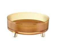 WAHEWUD Plateau tournant de rangement plateau organisateur rotatif à 360 degrés pour cosmétiques et rangement de comptoir Transparent antidérapant 28,2x10,5 cm (Bernsteingold)