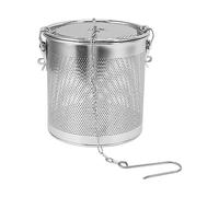 WAHEWUD Stainless Steel Seasoning Strainer Basket with Extended Chain, Large Capacity Mesh Infuser for Soup Stock and Loose Leaf Tea, Heavy Duty Locking Filter Container for Commer (4.3L)