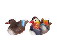 WAHEWUD Statues flottantes de Canard Mandarin, 2 Paquets d'ornements d'étang en résine pour Jardin extérieur, Patio d'arrière-Cour (Couleur foncée)