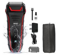 Wahl Clean and Close Plus, rasoir pour hommes, rasoirs électriques pour hommes, rasage à barbe, fil flexible, tondeuse de précision, imperméable, facile à nettoyer, poignée en caoutchouc, noir et rouge