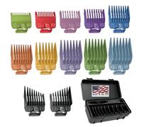 Wahl Clipper Secure-Fit™ 3291-100 Kit d'organisation authentique avec peignes de guidage colorés Color Pro, kit de rangement de qualité supérieure, 14 pièces, Multicolore