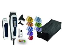 WAHL Color Pro Combo tondeuse cheveux et de finition, filaire. Lame auto-affutée de qualité. Idéale contours et finitions. 8 sabots couleur, mini tondeuse de finition incluse.