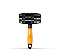Wahl Grande brosse carde autonettoyante en nylon, pour animaux sensibles | Brosse de toilettage pour chiens, poils en nylon, douce, manche lavable, autonettoyante, brosse d’apprentissage pour chiots