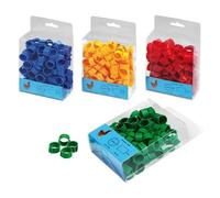 WAHL-Hausmarke Bague à clips 16 mm pour poules - 1 pièce bleu, jaune, rouge, vert