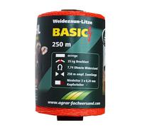 WAHL-Hausmarke FIL DE CLÔTURE - BASIC - 250m - orange 3 conducteurs inox de 0,20mm - fil solide