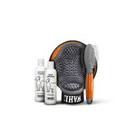Wahl Kit d'entretien pour chiot, shampooing Mucky Pup, après-shampoing facile à toiletter, gant de toilettage, gant d'épilation pour animaux domestiques, brosse double face, démêler les pelages pour animaux domestiques, toilettage des animaux domestiques à la maison