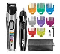 Wahl Kit de toilettage pour tondeuse à oreilles et nez, toilettage du corps, barbe à barbe, 8 peignes de longueur à code couleur, étui de transport, alimentation sans fil de 60 minutes