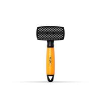 WAHL Self-Cleaning Nylon Slicker Brush Small - Brosse de toilettage douce, élimine les poils morts, chiots et animaux sensibles, facile à nettoyer, poils doux et arrondis, manche en gel, orange