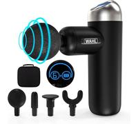 WAHL Pistolet de massage, percussion des tissus profonds, mini masseur, puissant, 6 vitesses avec écran tactile LCD, masseurs portables sans fil, massage musculaire léger et portable, 4 têtes