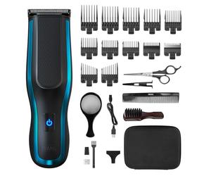 WAHL Self Clip 360 Kit de tondeuse - Tondeuse à cheveux automatique, sans fil, noire, 10 peignes, chargement USB, batterie longue durée, toilettage autonome, lames rinçables, légèreté