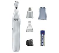 Wahl Tondeuse de précision 3 en 1 pour les oreilles, le nez et les sourcils | Lames affûtées avec précision, fonctionnement sur batterie, indolore, hygiénique, têtes lavables, tête nasale rotative