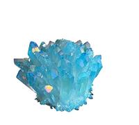 WAHOM Sky Blue Aura Crystal Cluster Angel Wand Points Raw Clear Quartz Rough Topaz Lemurian Seed Prism Charms (Size : 300-400g)