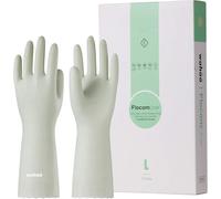 wahoo 3 Paires Gants Menage, Gants Vaisselle Doublure Floquée en Coton, Extra Doux Gants de Nettoyage, Sans latex, Étanche, Vert Canari, Taille M