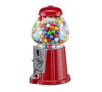 Wahou 25-1271R Distributeur de chewing-gum rétro Tirelire Rouge et transparent Métal et verre Grand modèle D16 x H28 cm