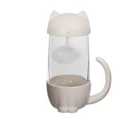 Wahou 39-2K-020 Mug Tasse Chat avec Couvercle et Infuseur Poisson Blanc et Transparent Verre et polypropylène D10,5 x H16 cm