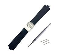 WAHRE Bracelet De Montre en Caoutchouc De Silicone De 24 Mm X 11 Mm for Bracelet De Montre for Oris Aquis Bracelet Convexe en Acier Inoxydable Boucle De Sécurité Bracelet De Poignet Noir(24mm-11mm)