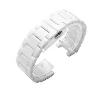 WAHRE Bracelet en Céramique Concave 20 * 11 18 * 10 16 * 9mm, Bracelet De Montre Adapté for Follie Adapté for Omega Adapté for GC Adapté for Guess Bande Crantée Noir(White,20mm-11mm)