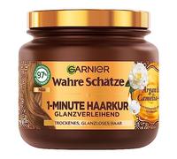 Wahre Schätze Cure capillaire brillante en 1 minute pour cheveux secs et ternes, à l'huile d'argan et à l'huile de camélia pour brillance et souplesse, formule végétalienne, 1 x 340 ml