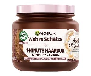 Wahre Schätze Cure hydratante pour cheveux en 1 minute pour cuir chevelu sensible, avec crème de riz et lait d'avoine bio pour une expérience capillaire agréable, formule végétalienne, 1 x 340 ml