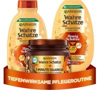 Wahre Schätze Lot De 3 Accessoires De Soin Pour Cheveux Au Miel D'acacia, Manuka Et Lavande, Shampoing Miel (250 Ml), Après-Shampoing 200 Ml, Cure 1 Minute (340 Ml)