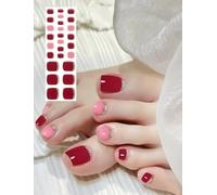 Wahrshei Orteil Rose/Rouge Autocollant Ongle Gel UV | 26pcs Film pour Ongles Autoadhésif | Gel Nail Stickers, Autocollants et Pochoirs Pour Nail Art