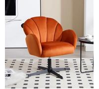 Wahson Fauteuil de Salon Confortable, Fauteuil Crapaud Pied Pivotant et Coquillage Siège pour Coiffeuse et Chambre, Velours, Orange