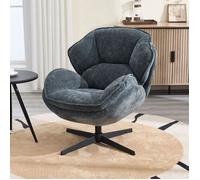 Wahson Fauteuil de Salon Pivotant Chaise Salon, Fauteuil Crapaud avec Cadre en Métal, Fauteuil Relax Pour Chambre, Chenille, Bleu