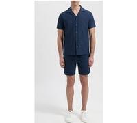 Wahts Tanner | Stretch Linen Camp Shirt Navy Blue Taille: S | Casual chemises Outlet | Homme | Blanche