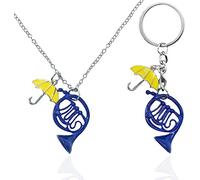 WahYikHo Porte-clés en corne de forêt, corne française, collier de parapluie, chaîne en corne, How I Met Your Mother, instruments de musique, cadeaux pour les parents, cadeaux d'anniversaire, bleu, S