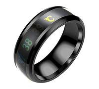 Wahyou Bague Température Anneaux INOX d'Humeur Intelligente Adulte Émotion la Sentiment Couple Bagues Nouveau Style pour Homme Madame Cadeau d'anniversaire(55,Noir)