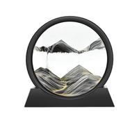 Wai Danie Tableau rotatif avec paysage de sable en 3D, décor fonds marins, fluide, sablier décoratif esthétique pour bureau, salon, pour adultes et enfants (noir 7")