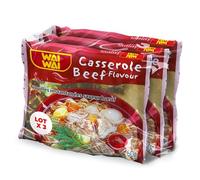 WAI WAI - Nouilles Instantanées Saveur Bœuf, Goût Authentique et Texture Fondante (3x60g) - Le Lot De 4