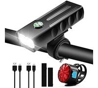 WaiDXn Ensemble de bicyclettes de vélo BX2, lumière de vélo Rechargeable USB avec Batterie intégrée de 2600mAh, IPX5 étanche Runtime 9+ Heures 800 lumens, for vélo de Montagne ou de Route