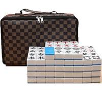 WaiDXn Jeu de Mahjong Chinois Complet Facile à Lire (42 x 31 x 21 mm) - Ensemble Standard avec Tuiles, 2 Dés et Étui de Transport - Pour Tous les Ages