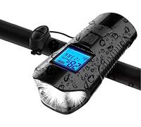 WaiDXn Lampe à vélo Set USB Rechargeable Bicycle Light Back Super Light Étanche Étanche Vélo Odoméomètre Speed Compteur 4 Lumières Modes et Trompette Convient à Tous Les vélos, Montagne, Route